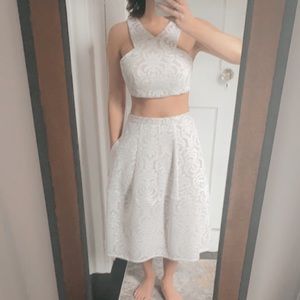 BCBG lace top and skirt